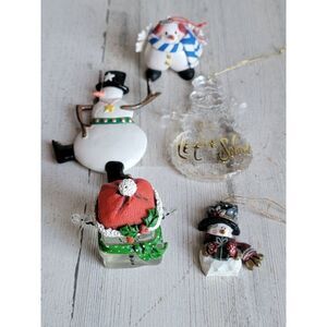 Ice Cube Snowman variety snowflake snow set mistletoe Xmas ornament